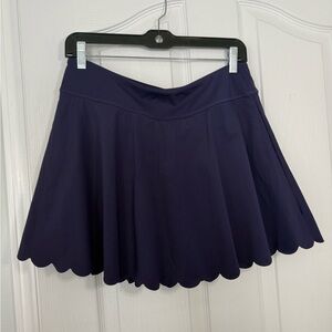 Attract Elegant Navy Scalloped Skater Tennis Skirt/Skort L